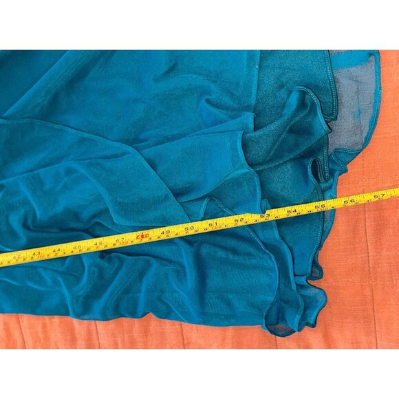 Xscape Teal One-Shoulder Ruched Embellished Long Gown Size 4 Womens - Picture 11 of 14